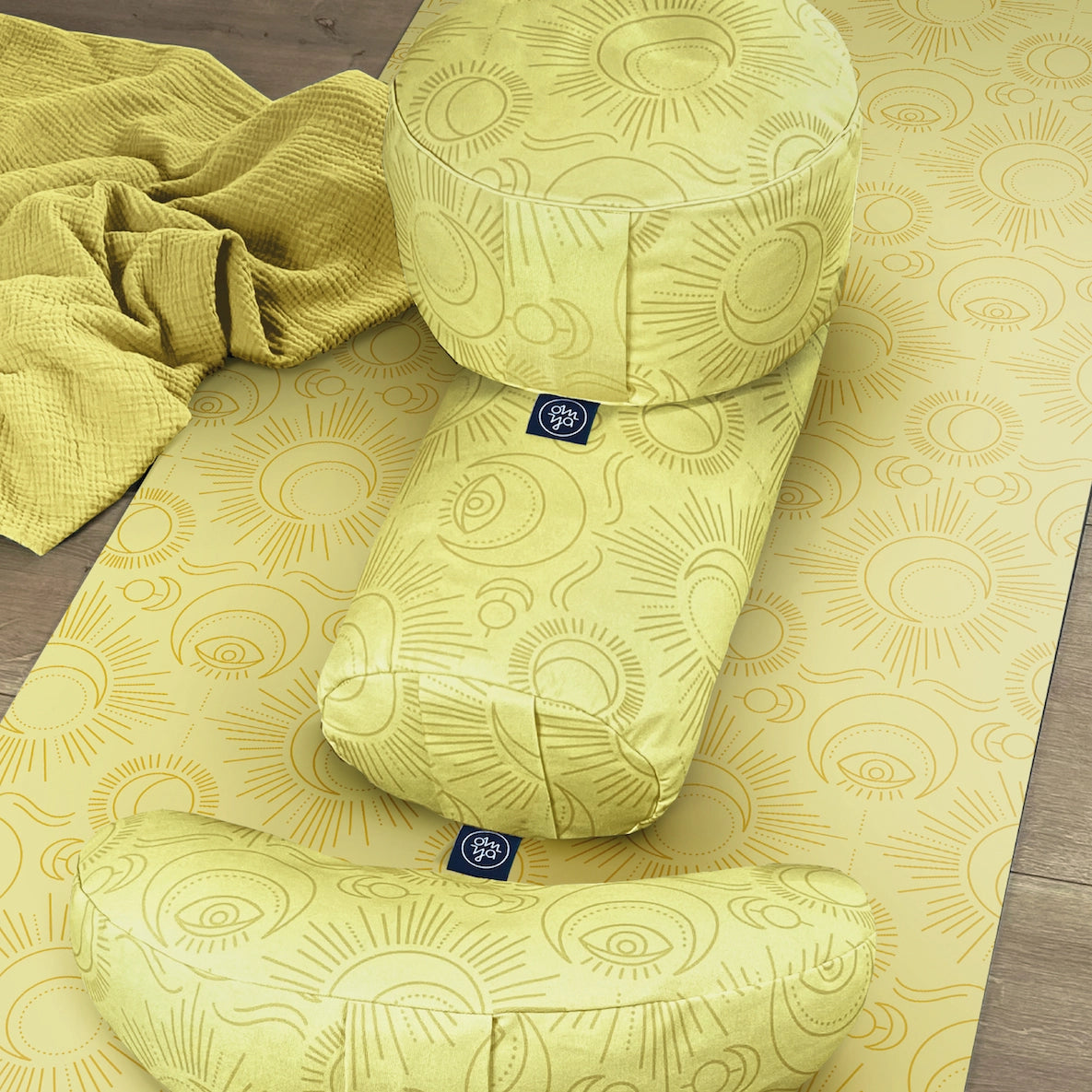Design Yoga Halbmond Kissen - Rising Sun & Moon